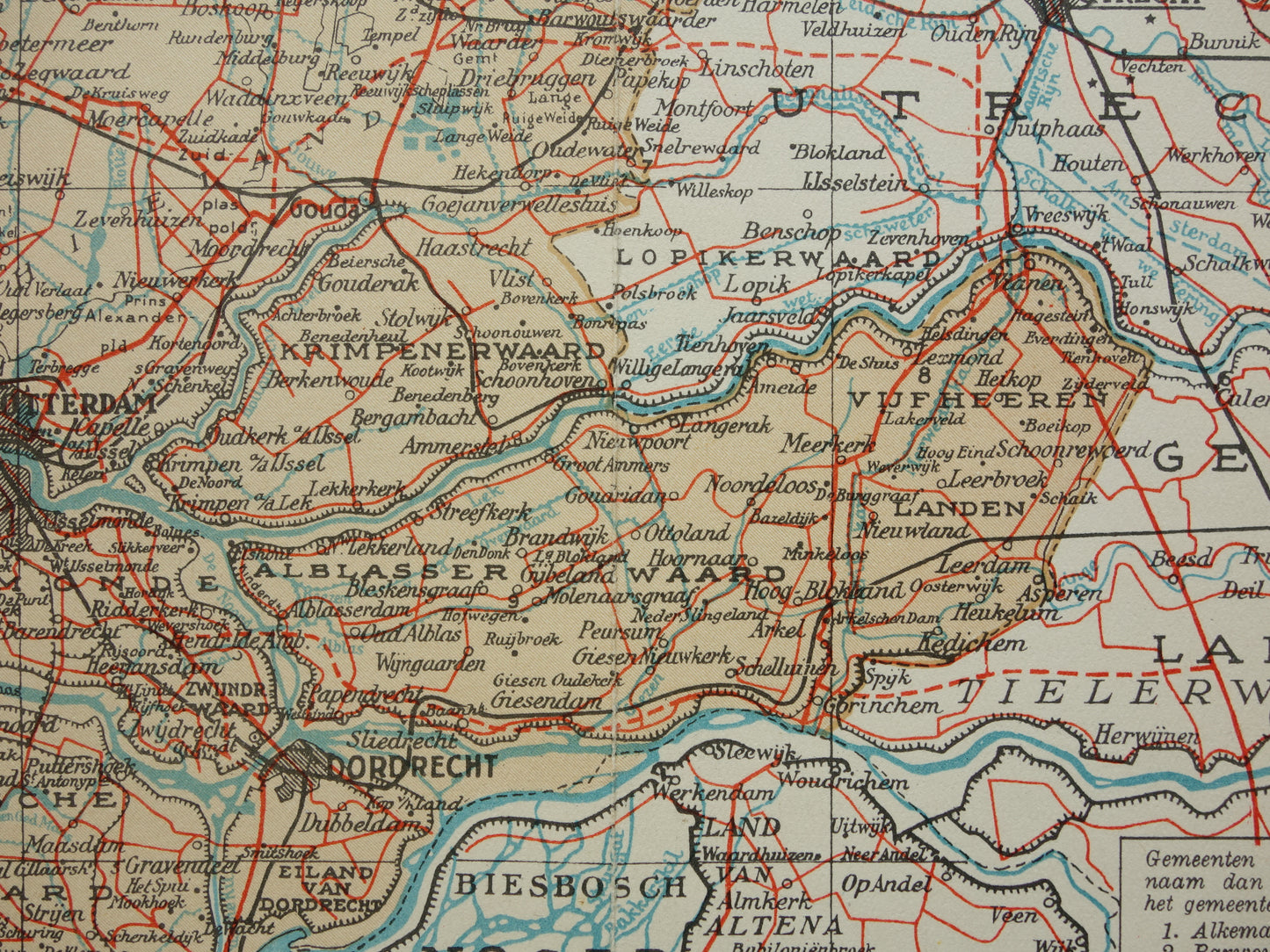 South Holland Vintage map of the province of South Holland from 1938 original old Dutch map