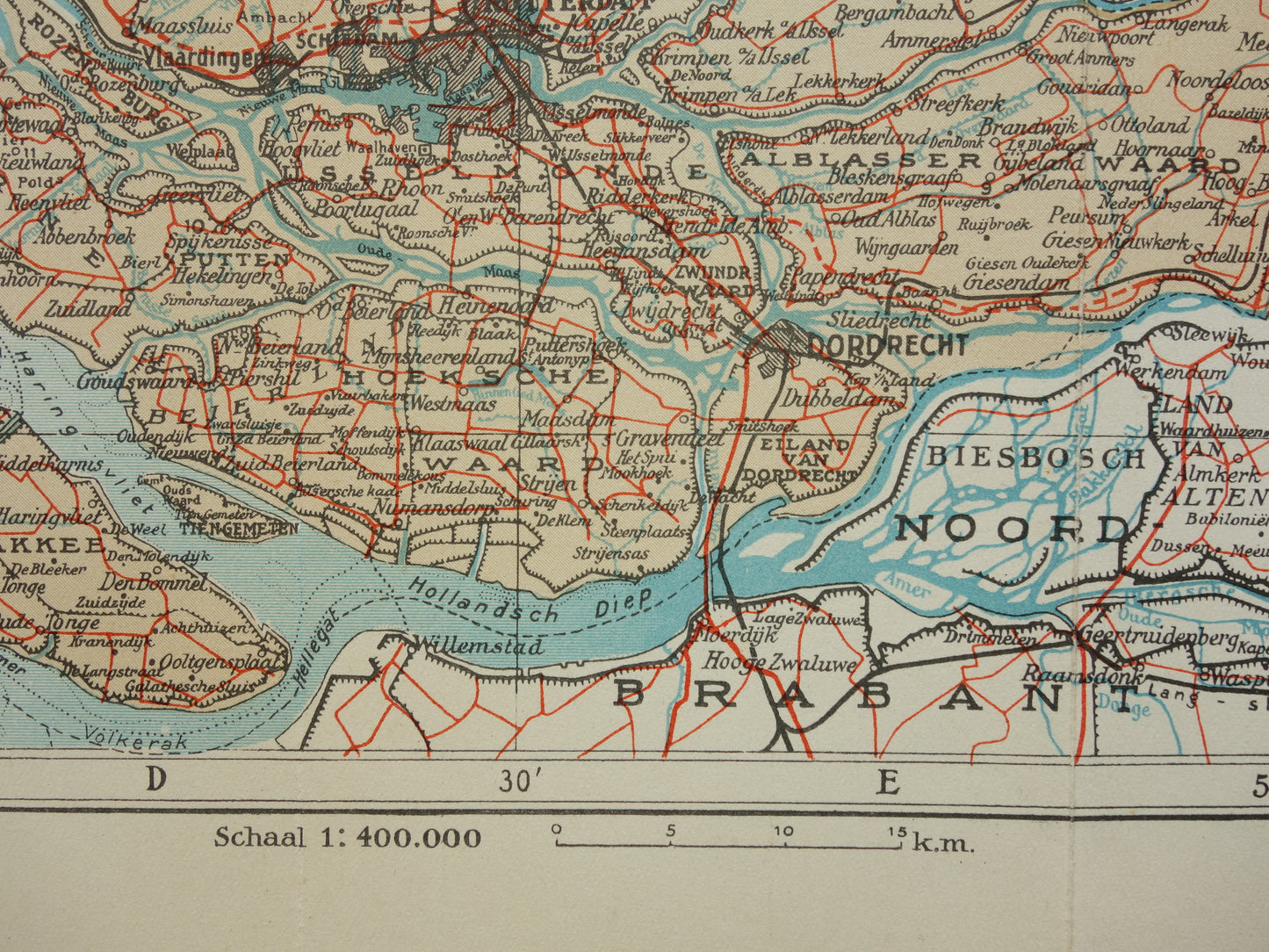 South Holland Vintage map of the province of South Holland from 1938 original old Dutch map
