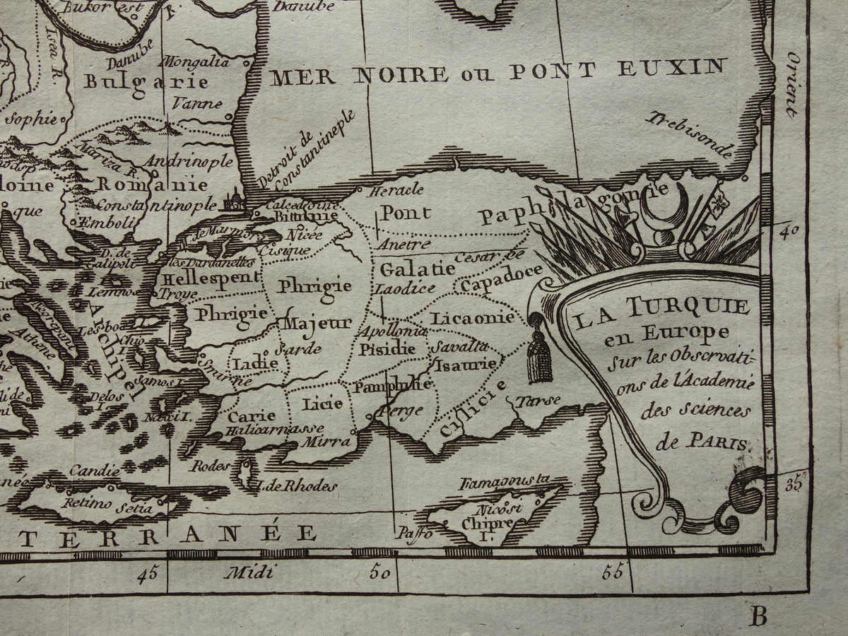 BALKAN oude kaart van Turkse Rijk in Europa uit 1759 originele antieke landkaart Griekenland Turkije klein formaat