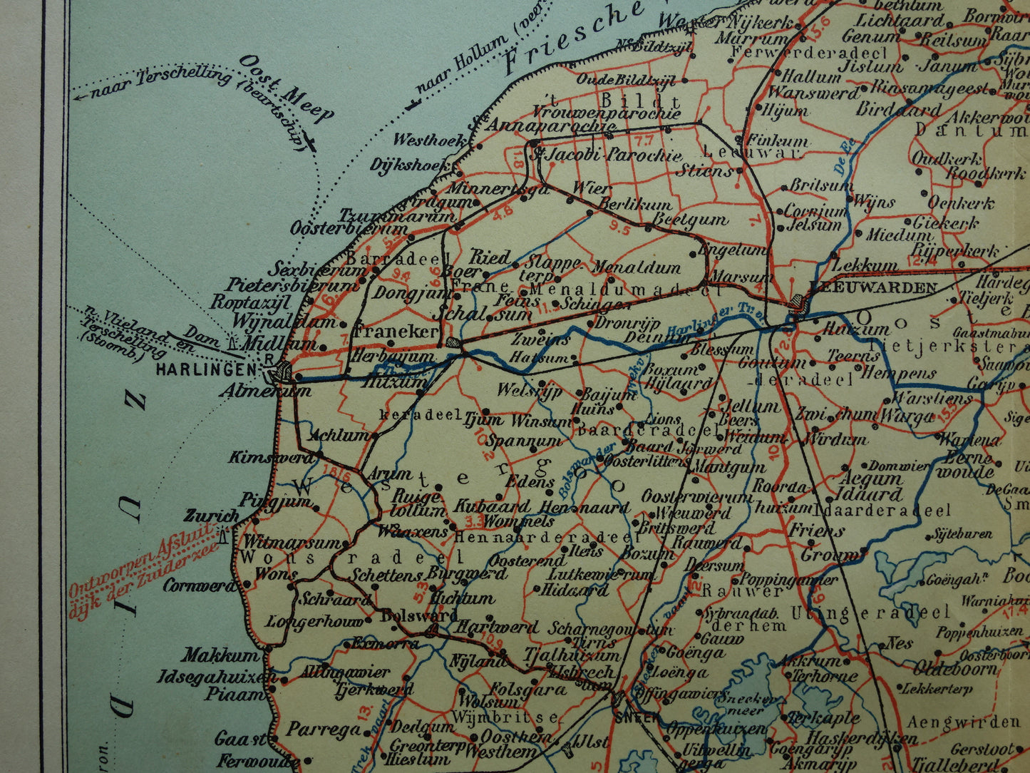 Provincie Friesland in 1928 kaart landkaart