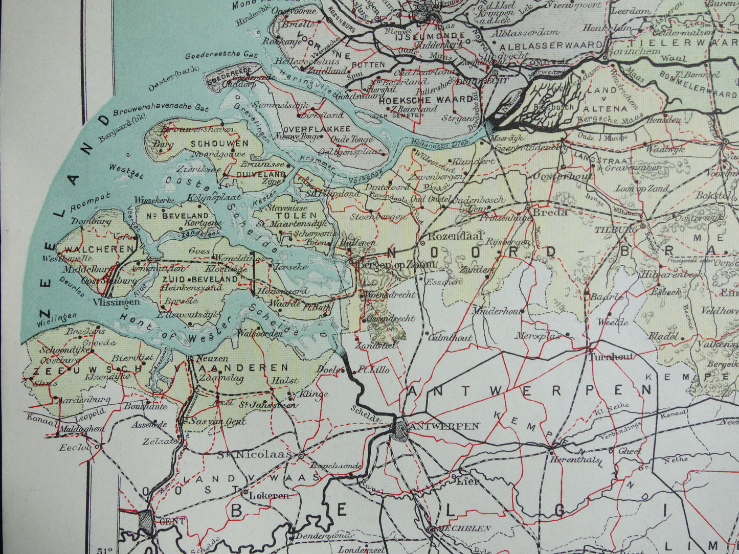 Antike Karte der Niederlande aus dem Jahr 1920, historische politische Karte der Niederlande
