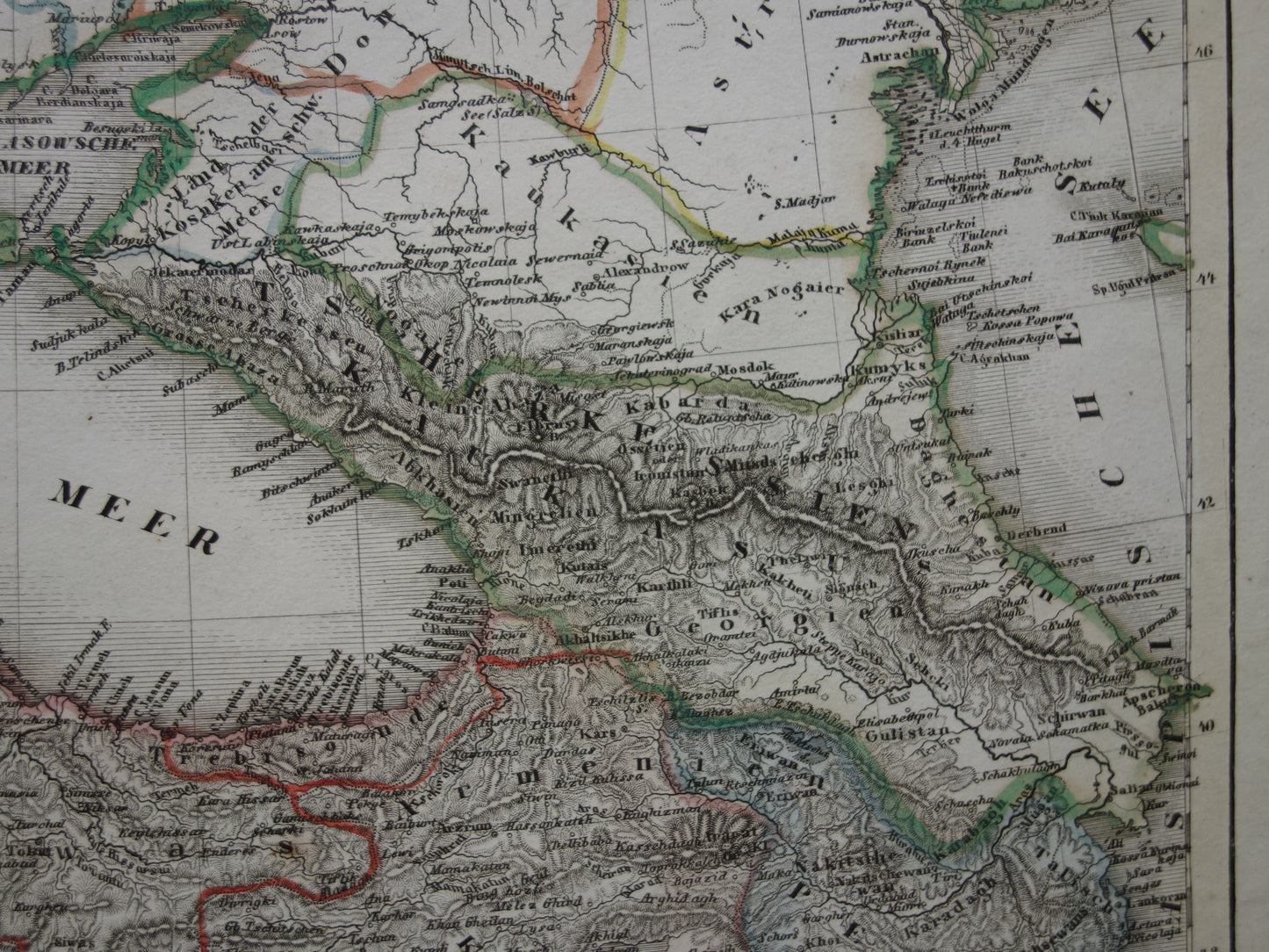 ZWARTE ZEE Oude kaart van Oekraïne De Krim Rusland Turkije uit 1850 originele antieke landkaart Kaukasus - vintage kaarten