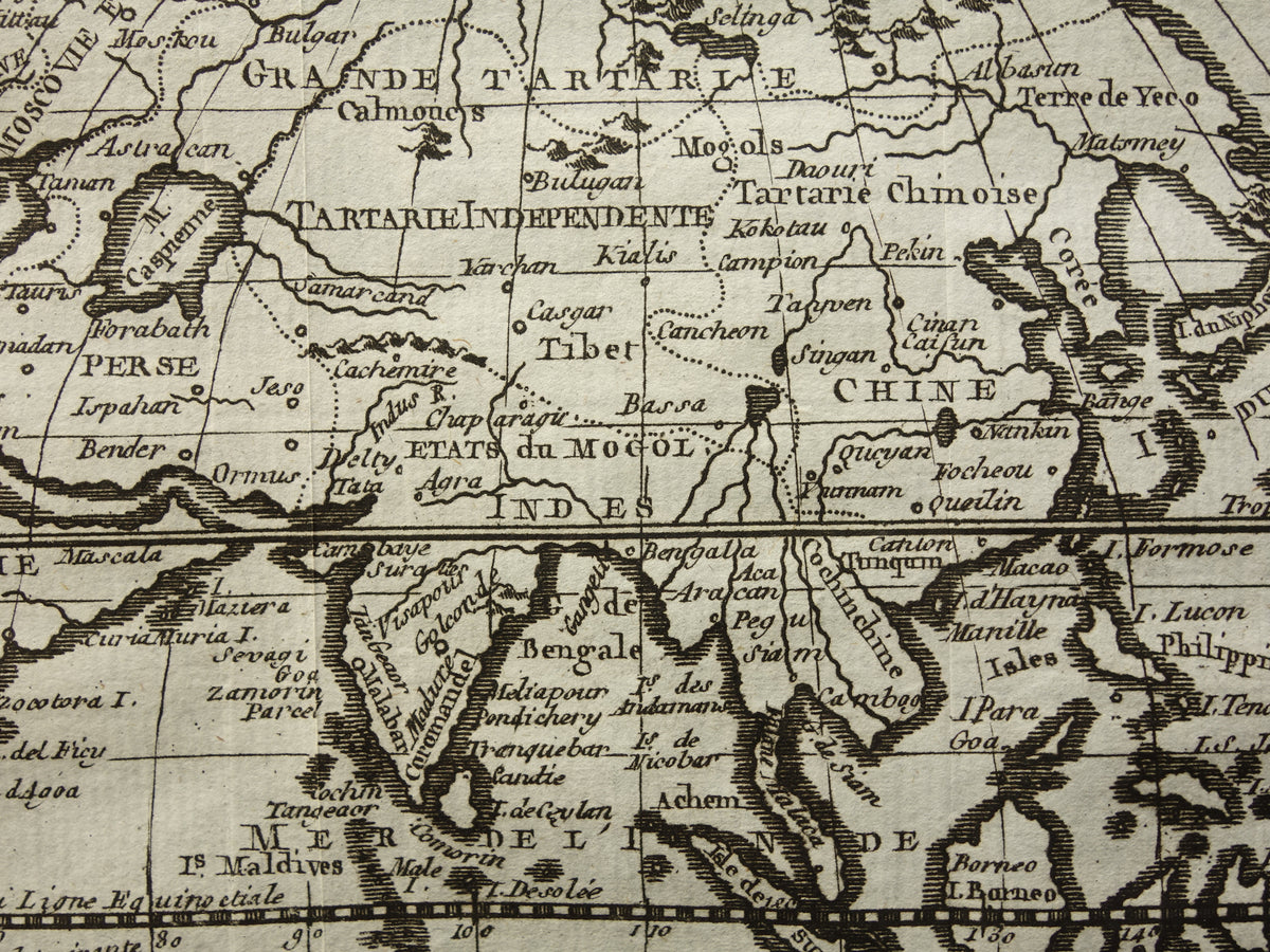 Azië 260+ jaar oude kaart van Azië uit 1759 originele antieke kaart continent Azië klein formaat