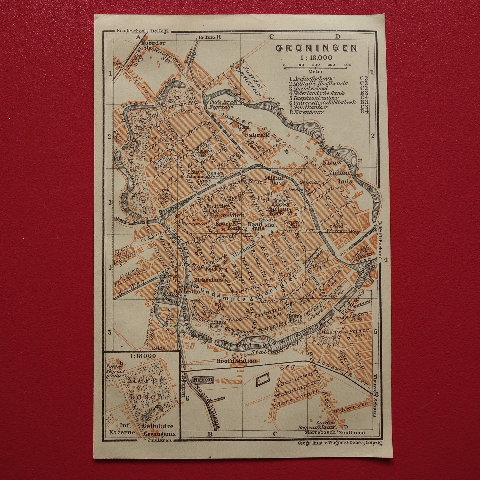 Groningen in het jaar 1904 oude historische  plattegrond