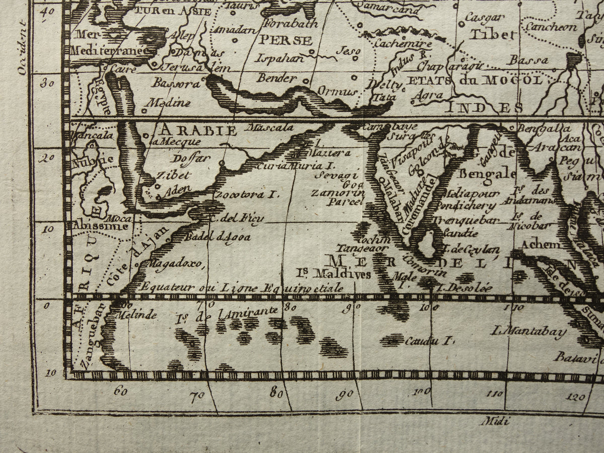 Azië 260+ jaar oude kaart van Azië uit 1759 originele antieke kaart continent Azië klein formaat