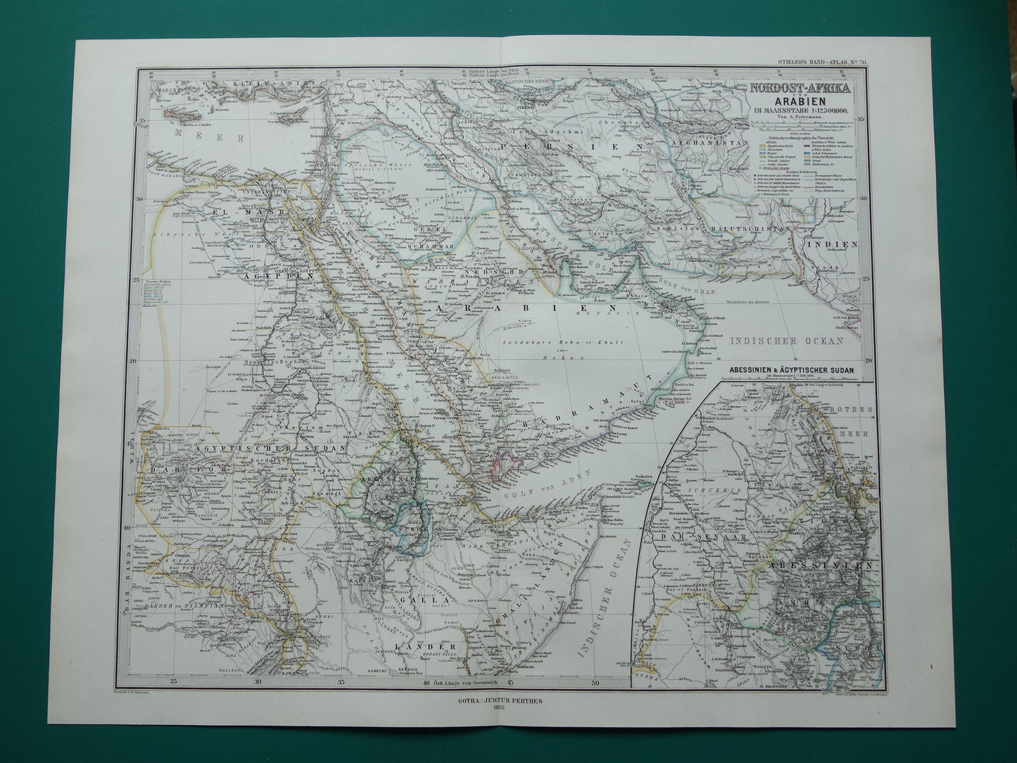 Saoedi-Arabië vintage landkaart van Saudi-Arabie 1876 originele oude antieke kaart Riyad Djedda
