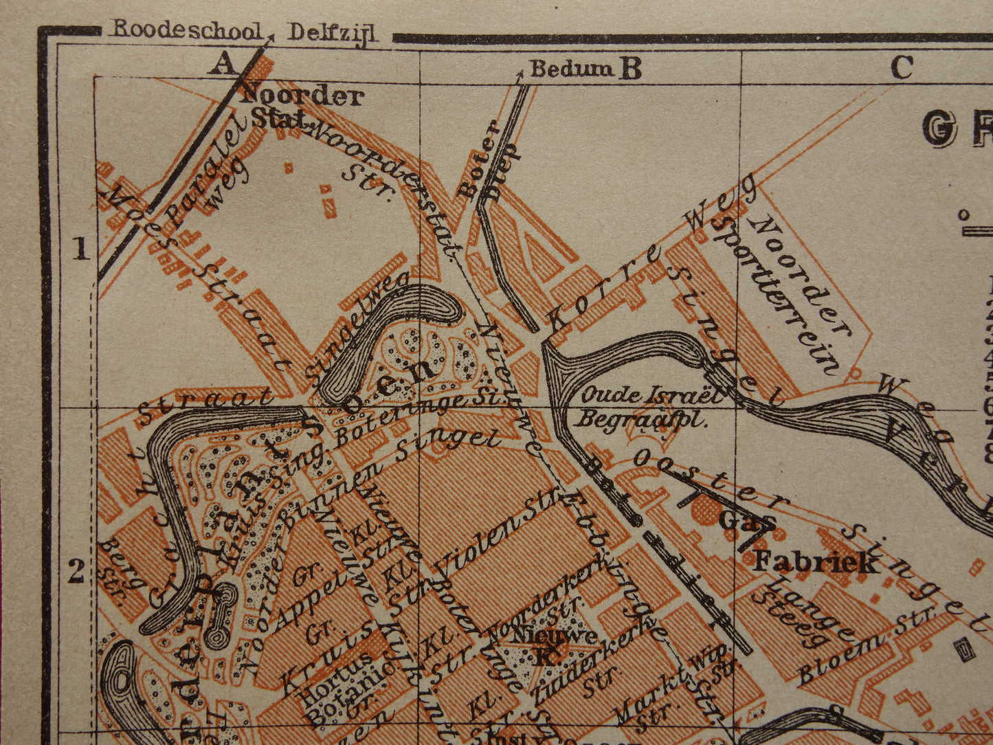 Groningen oude kaart van Groningen Stad uit 1904 kleine originele antieke plattegrond vintage print