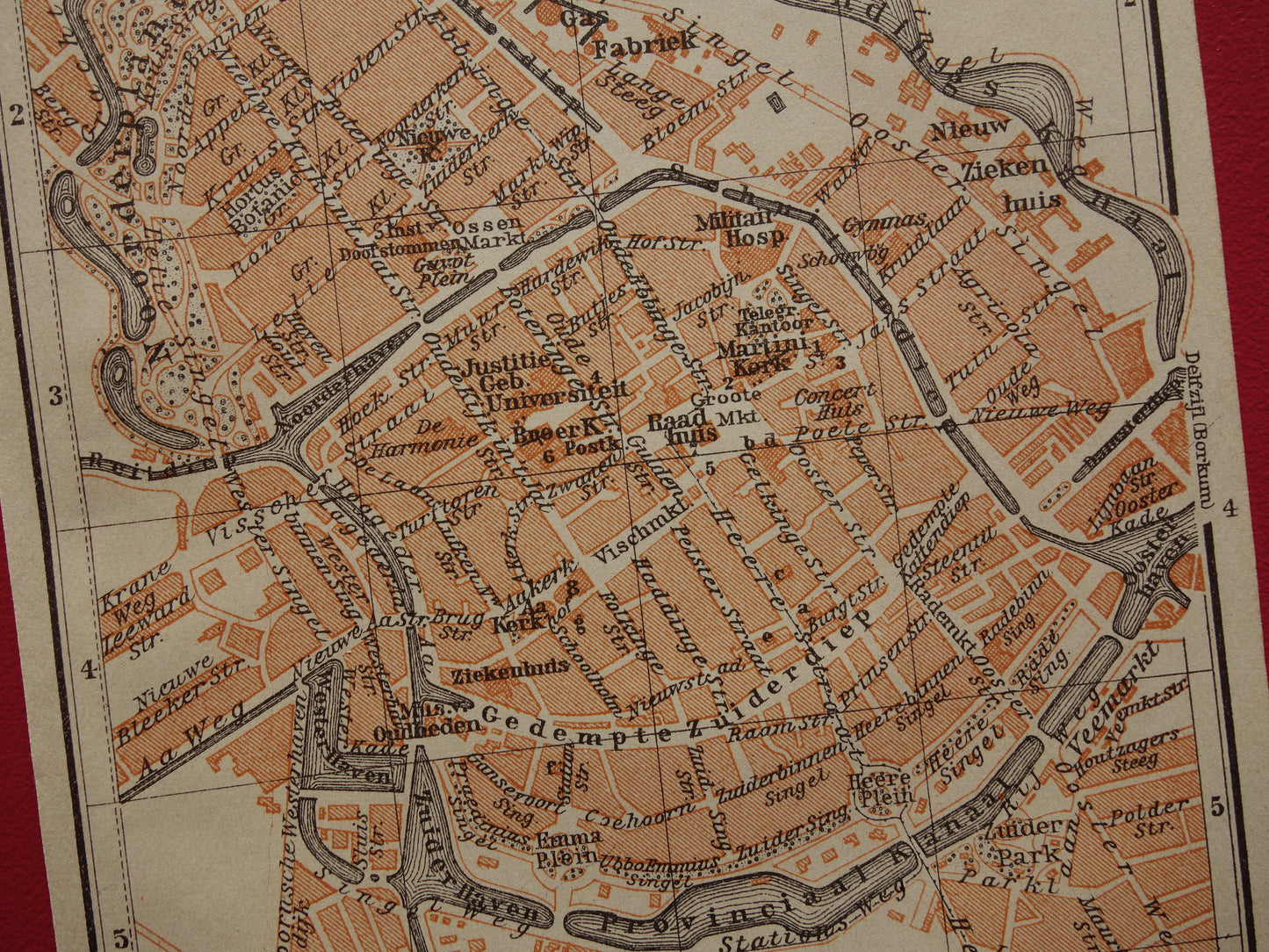 Groningen oude kaart van Groningen Stad uit 1904 kleine originele antieke plattegrond vintage print