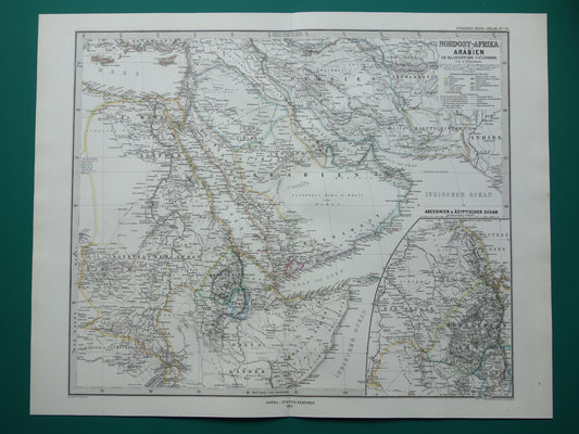 Saoedi-Arabië vintage landkaart van Saudi-Arabie 1876 originele oude antieke kaart Riyad Djedda
