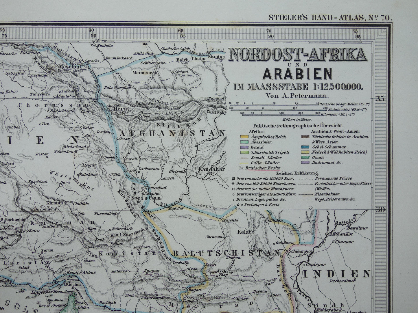 Saoedi-Arabië vintage landkaart van Saudi-Arabie 1876 originele oude antieke kaart Riyad Djedda