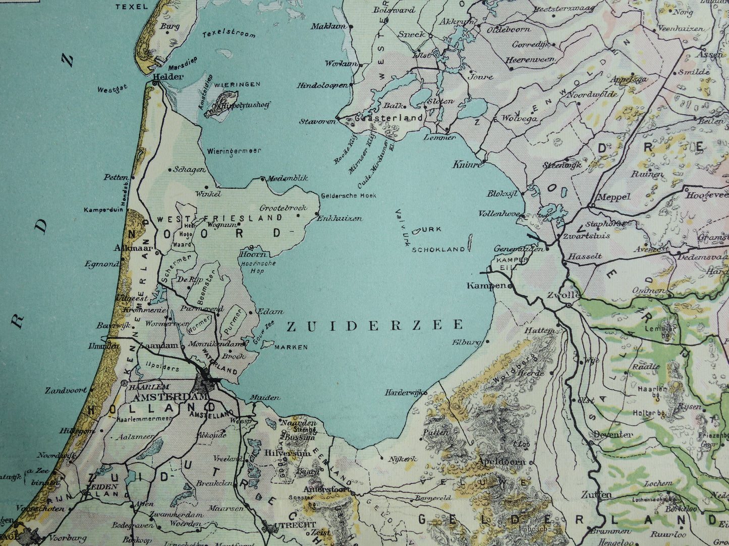 NEDERLAND oude kaart van grondsoorten 1920 vintage Nederlandse geologie landkaart grondsoortenkaart