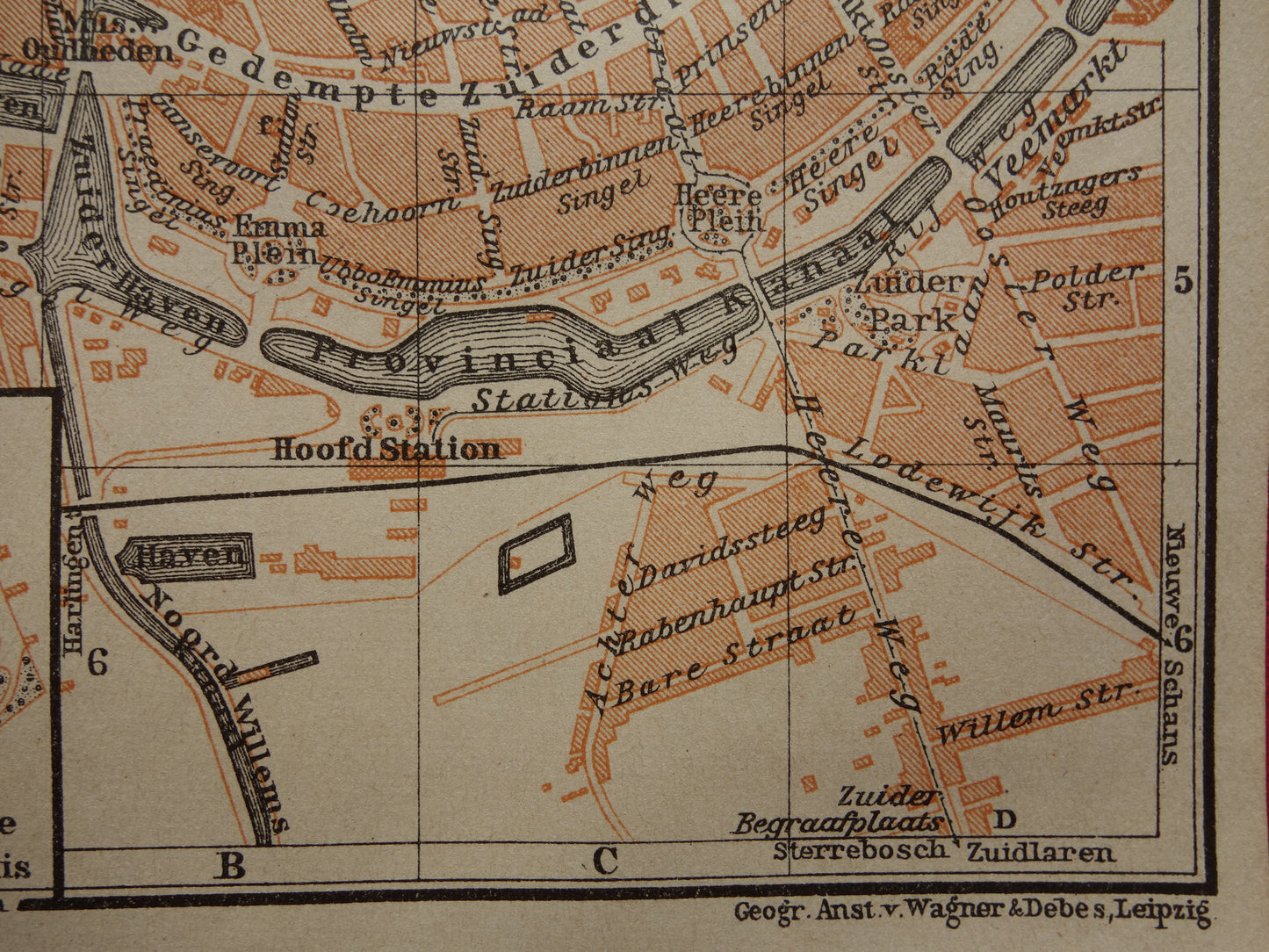 Groningen oude kaart van Groningen Stad uit 1904 kleine originele antieke plattegrond vintage print