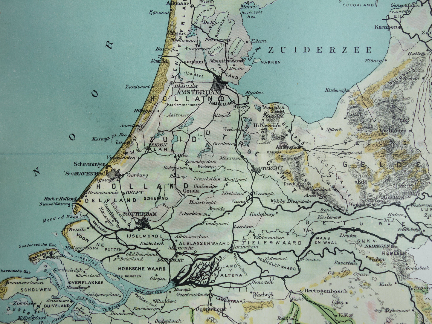 NEDERLAND oude kaart van grondsoorten 1920 vintage Nederlandse geologie landkaart grondsoortenkaart