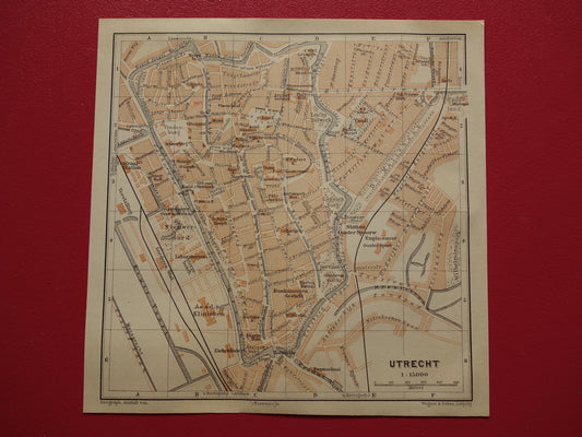UTRECHT oude kaart van Utrecht uit 1904 kleine originele antieke plattegrond vintage landkaart