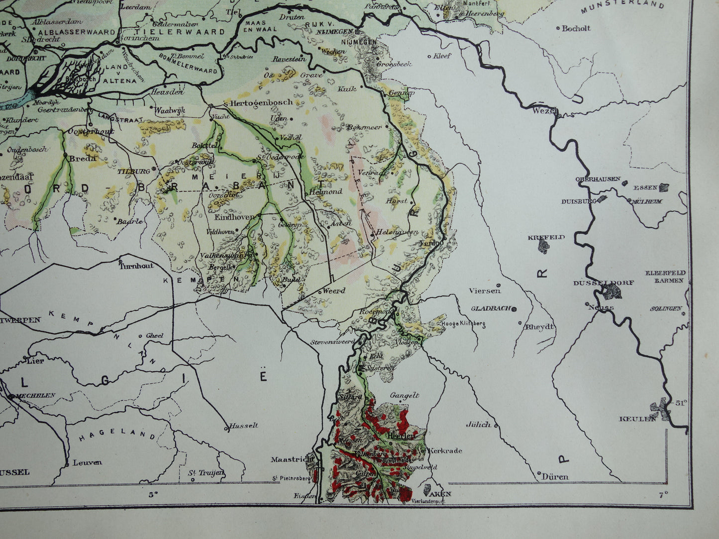 NEDERLAND oude kaart van grondsoorten 1920 vintage Nederlandse geologie landkaart grondsoortenkaart