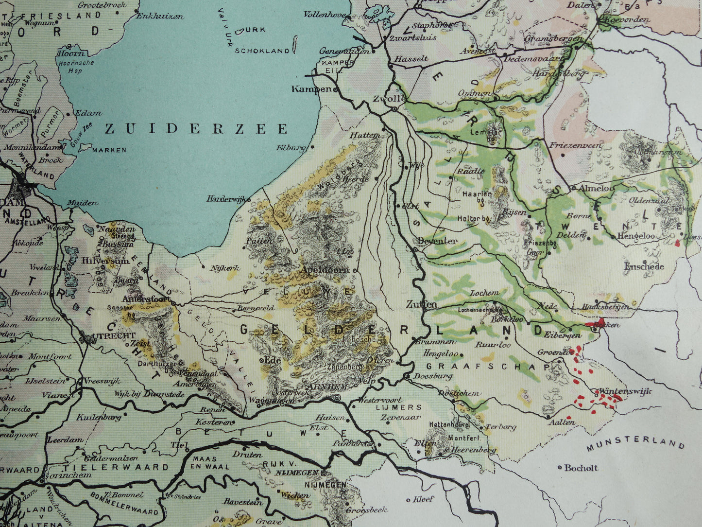 NEDERLAND oude kaart van grondsoorten 1920 vintage Nederlandse geologie landkaart grondsoortenkaart