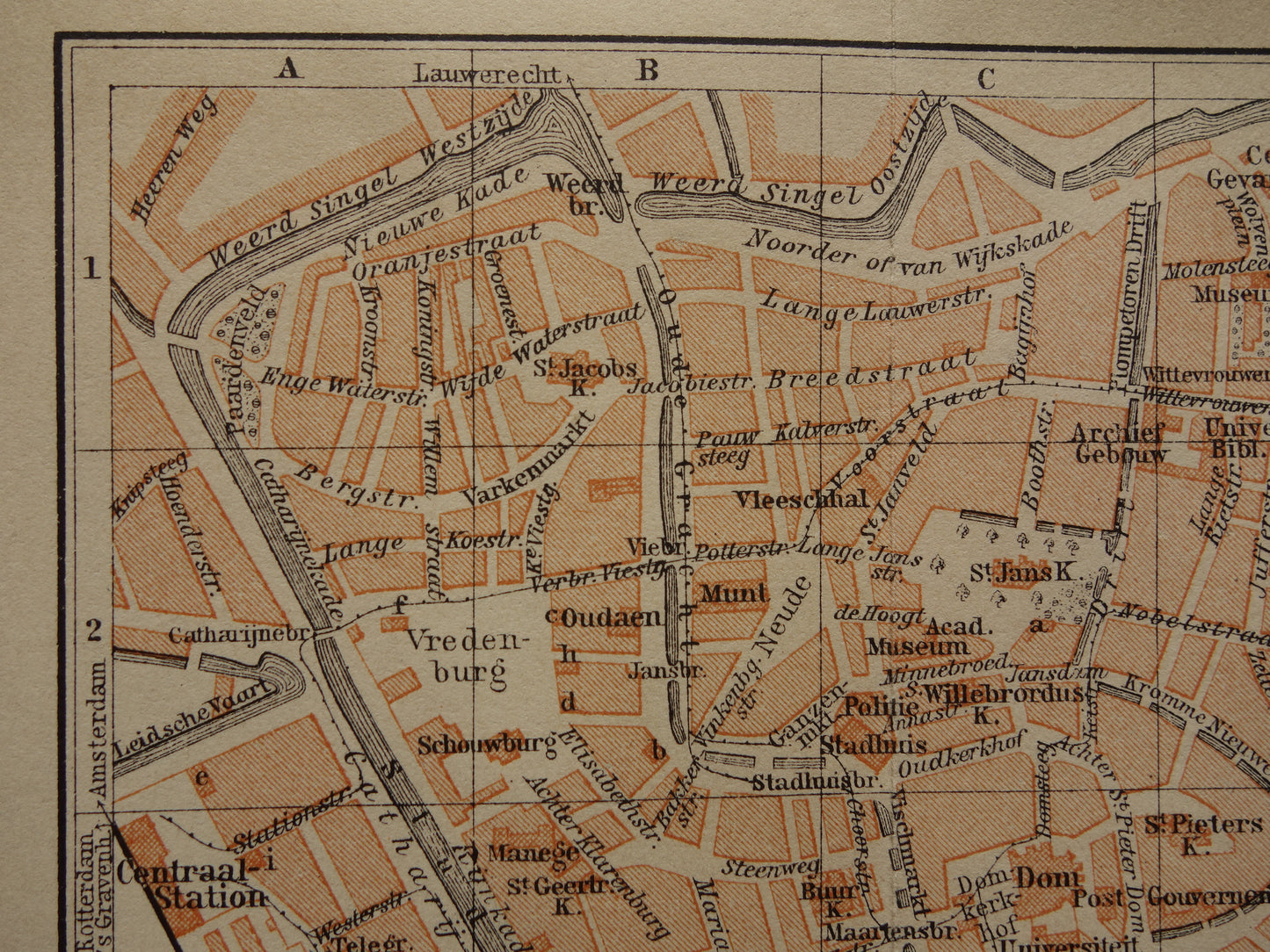 UTRECHT oude kaart van Utrecht uit 1904 kleine originele antieke plattegrond vintage landkaart