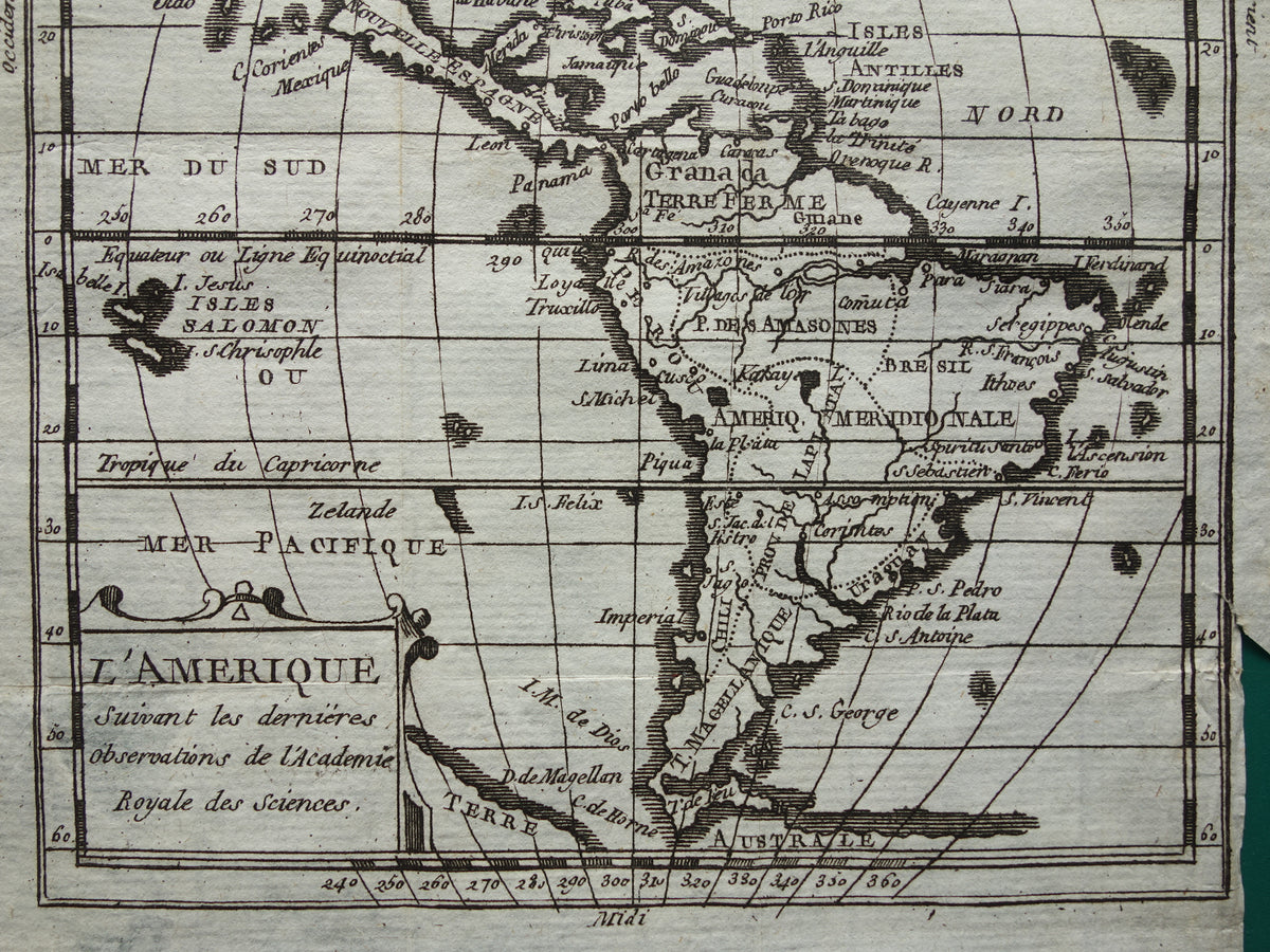 Noord & Zuid Amerika 260+ jaar oude kaart van de Amerika's uit 1759 originele antieke kaart Californië eiland klein formaat