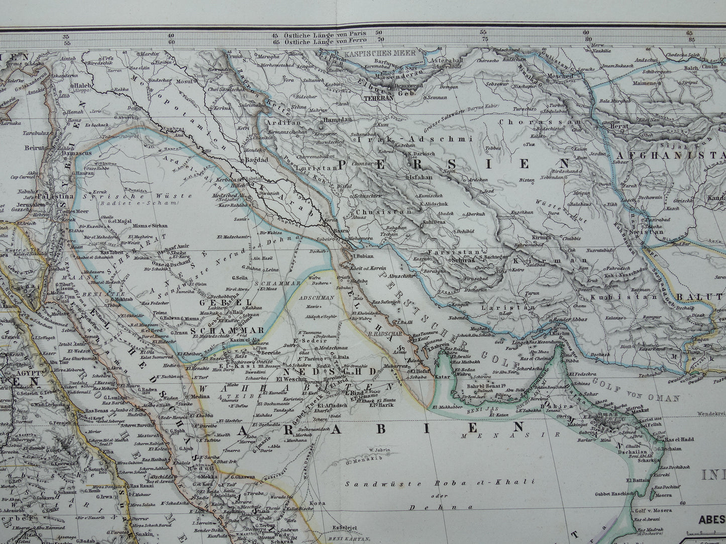 Saoedi-Arabië vintage landkaart van Saudi-Arabie 1876 originele oude antieke kaart Riyad Djedda