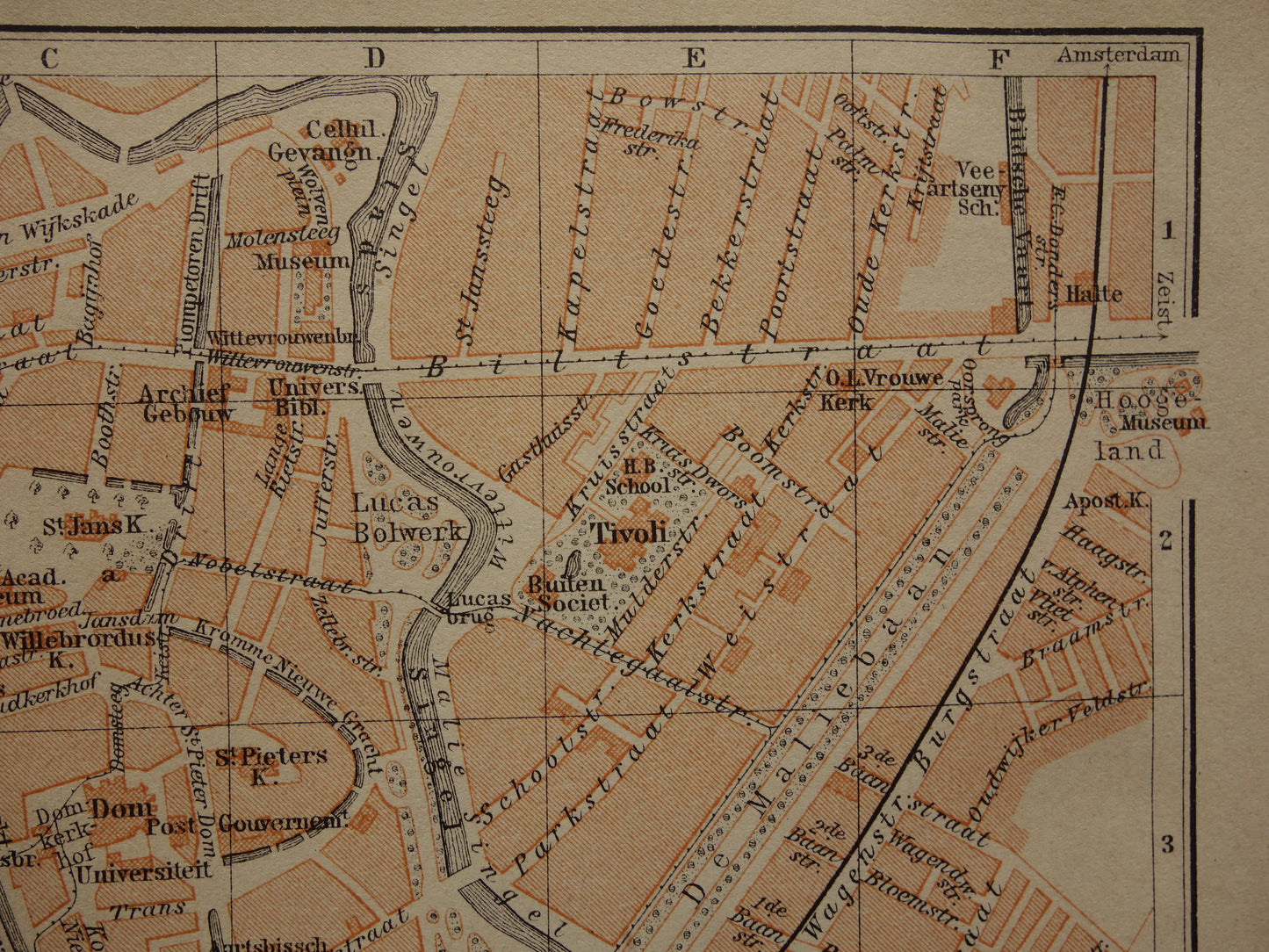 UTRECHT oude kaart van Utrecht uit 1904 kleine originele antieke plattegrond vintage landkaart