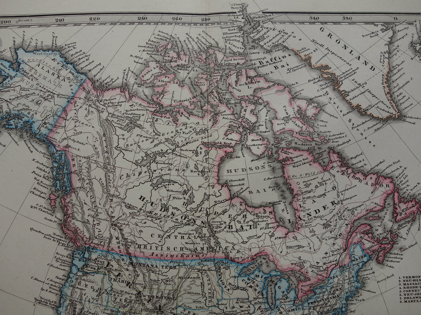 Oude landkaart van Noord-Amerika in 1876 Grote originele 145+ jaar antieke kaart van de VS Canada Mexico Groenland