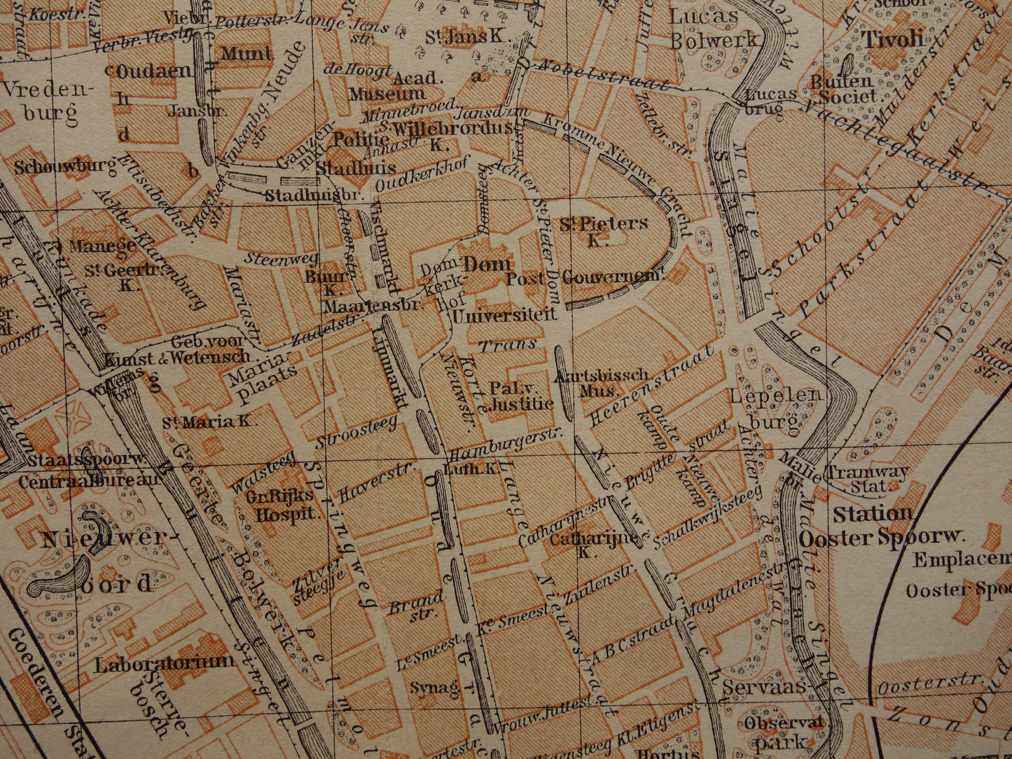 UTRECHT oude kaart van Utrecht uit 1904 kleine originele antieke plattegrond vintage landkaart