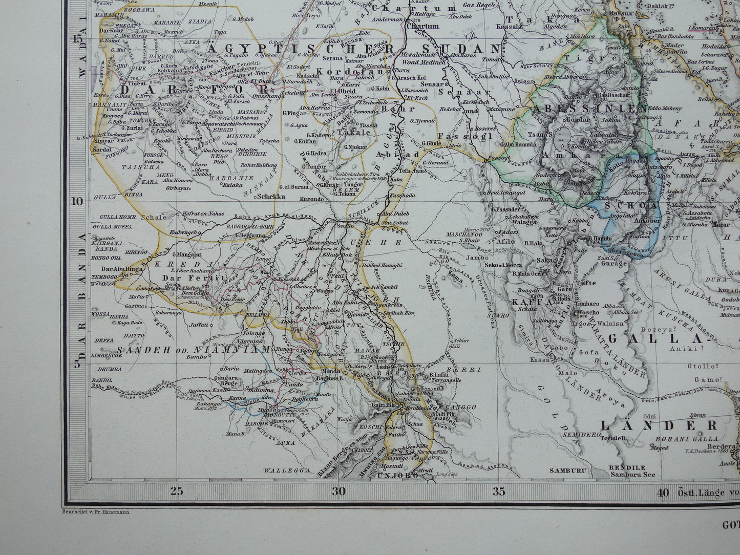 Saoedi-Arabië vintage landkaart van Saudi-Arabie 1876 originele oude antieke kaart Riyad Djedda
