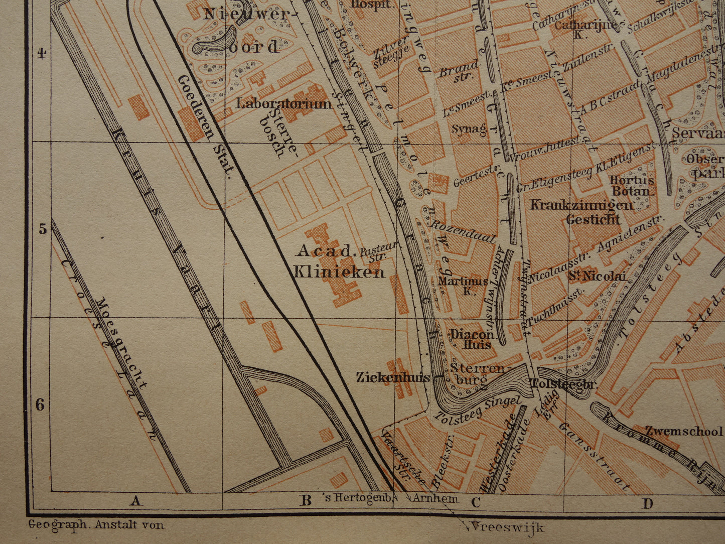 UTRECHT oude kaart van Utrecht uit 1904 kleine originele antieke plattegrond vintage landkaart