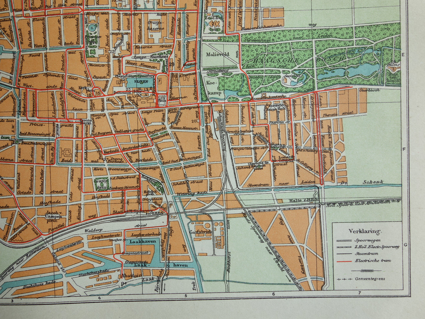Alte Karte von Den Haag und Scheveningen aus dem Jahr 1917, originale antike Karte, Vintage-Karte