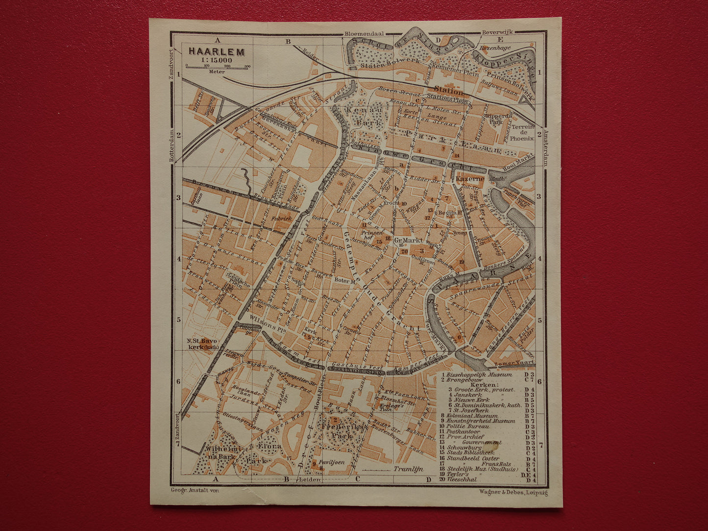 HAARLEM oude kaart van Haarlem uit 1904 kleine originele antieke plattegrond