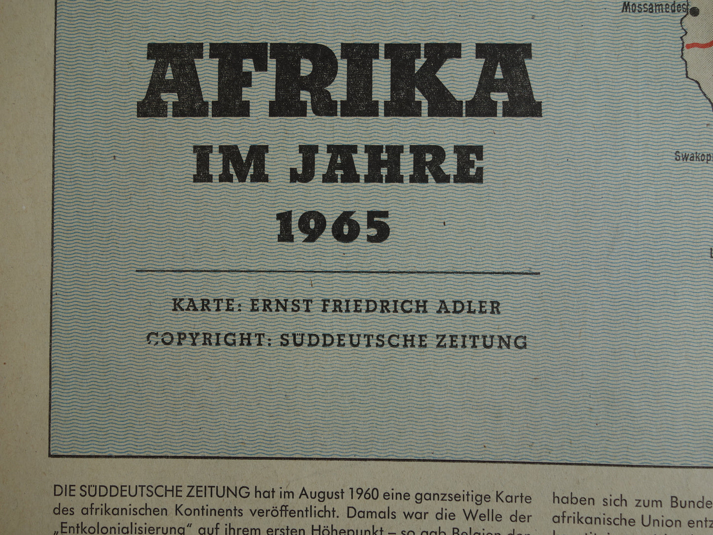 Oude landkaart van Afrika uit 1965 originele historische kaart Afrika continent 39 x 52 cm