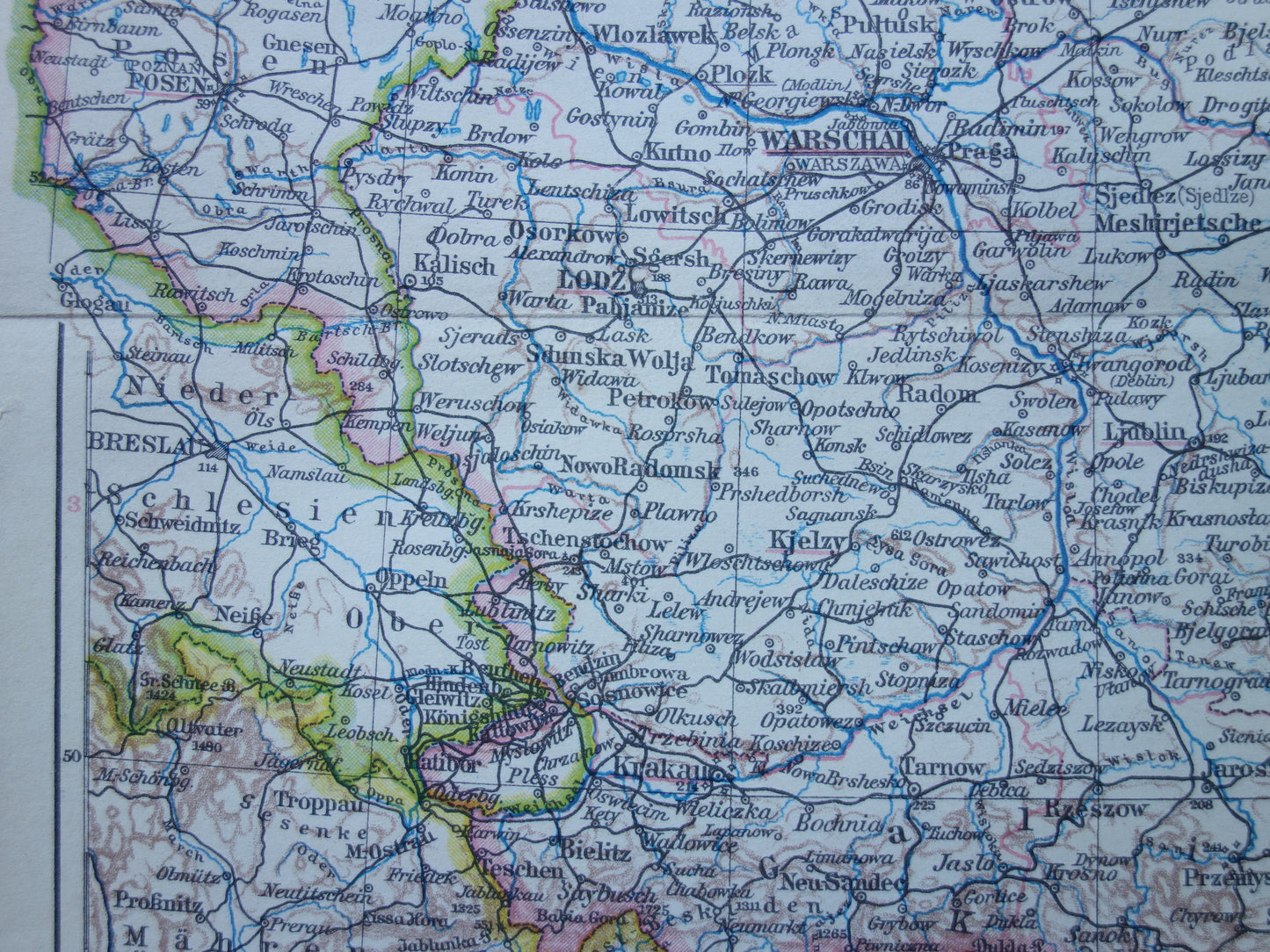 POLEN oude landkaart van Polen uit het jaar 1928 Duitse originele vintage kaart Polen