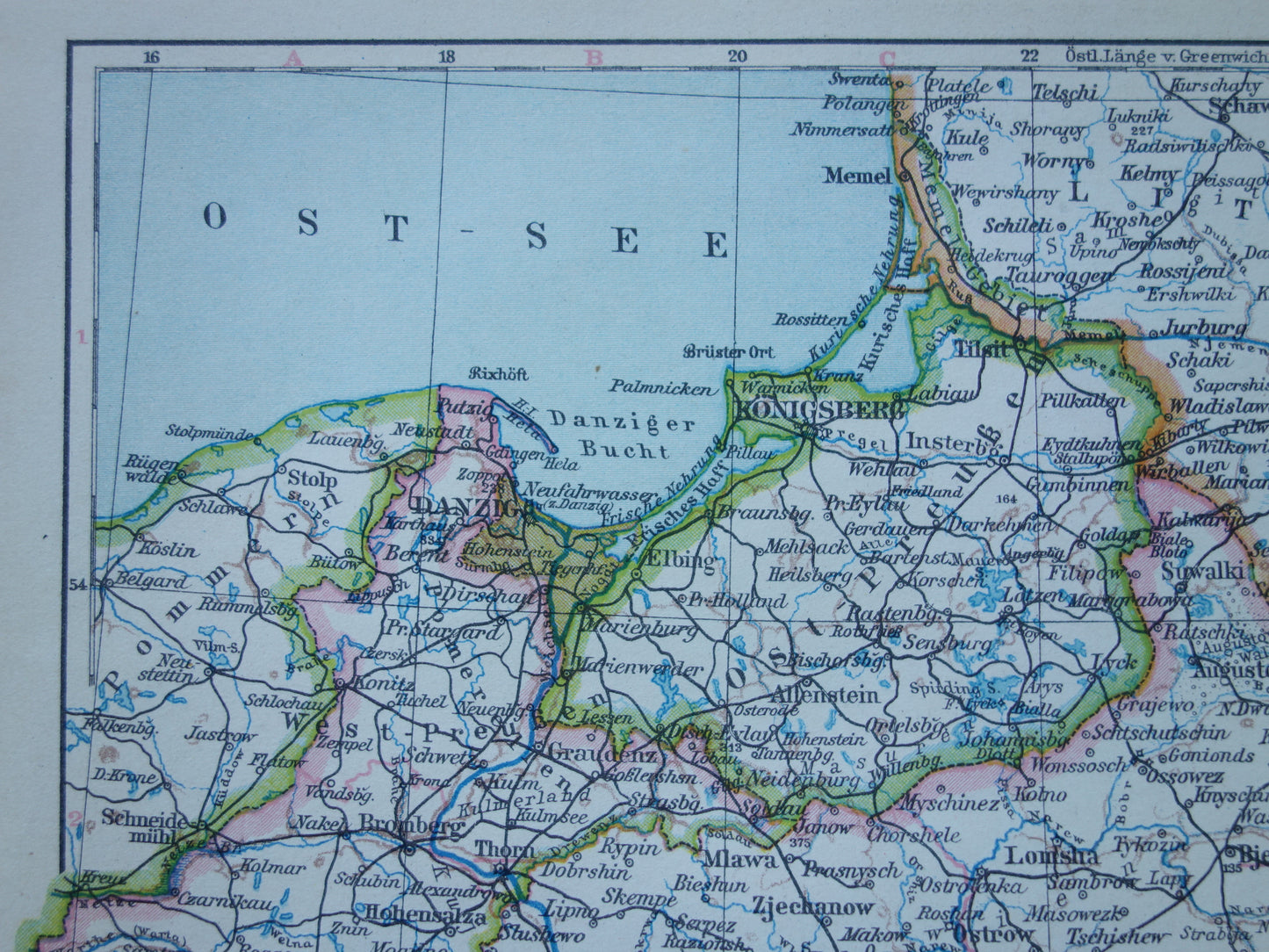 POLEN oude landkaart van Polen uit het jaar 1928 Duitse originele vintage kaart Polen