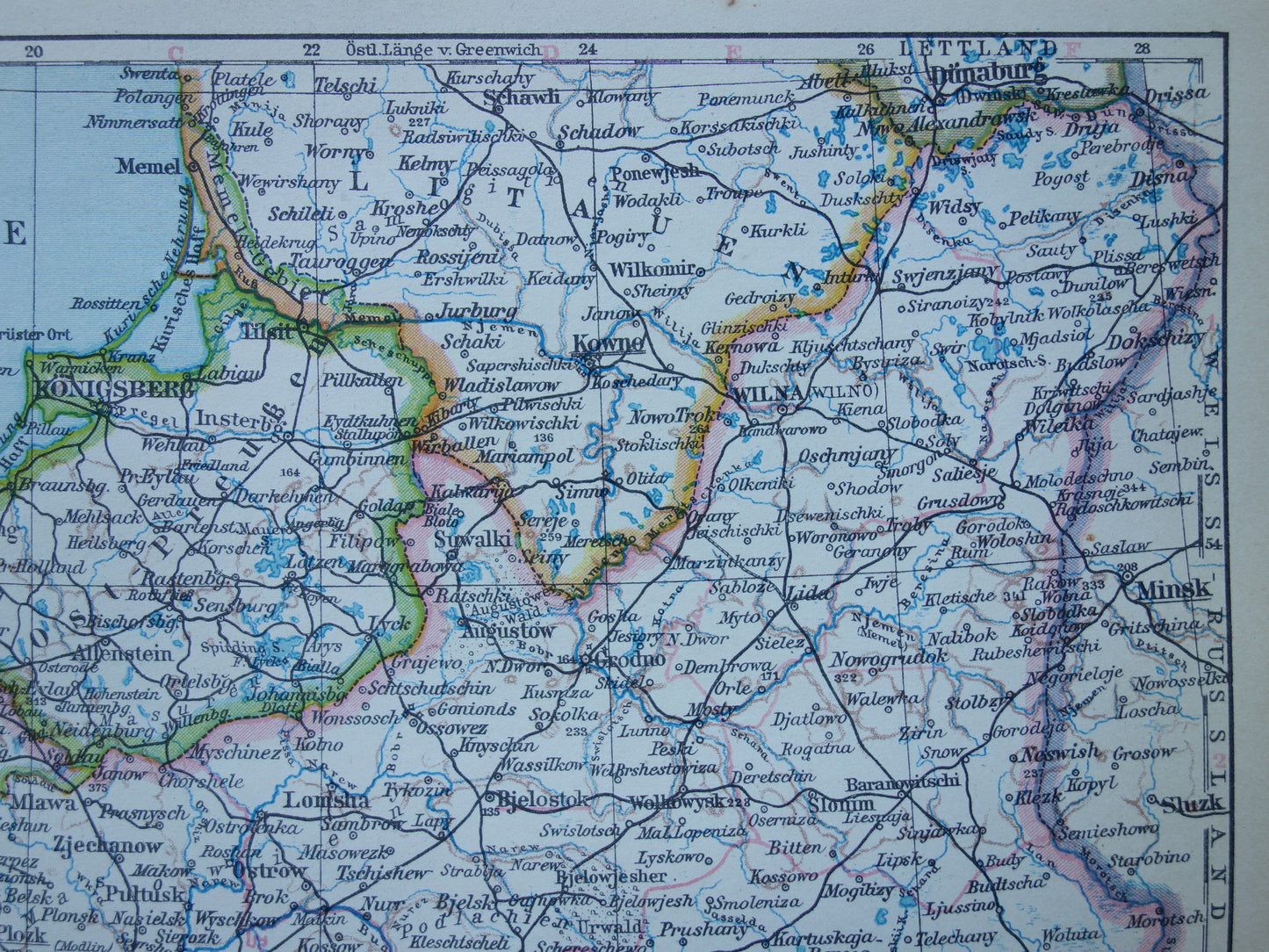 POLEN oude landkaart van Polen uit het jaar 1928 Duitse originele vintage kaart Polen