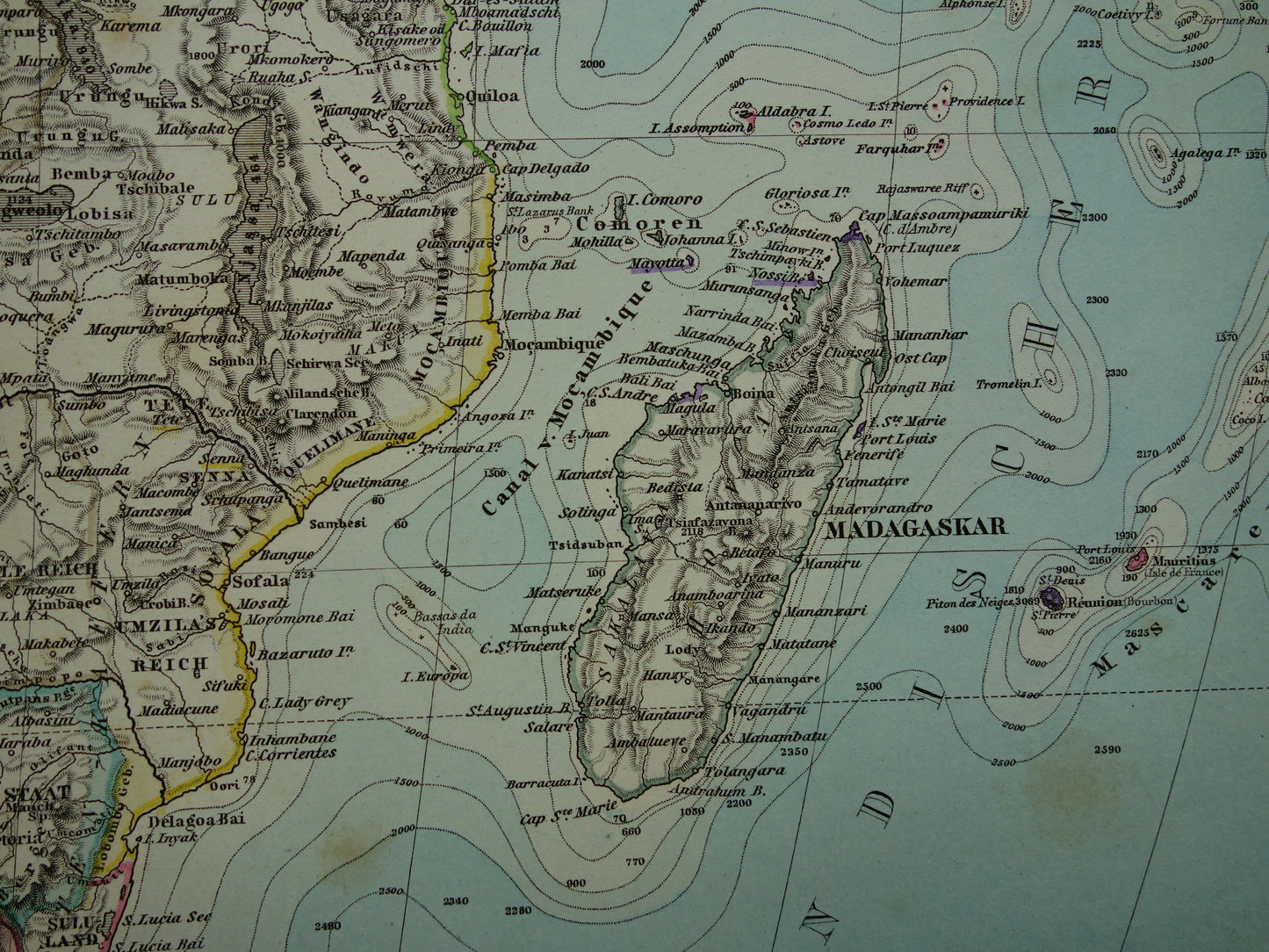Antike Karte von Afrika aus dem Jahr 1884. Großes, originales, über 140 Jahre altes, handkoloriertes Kartenposter des afrikanischen Kontinents.