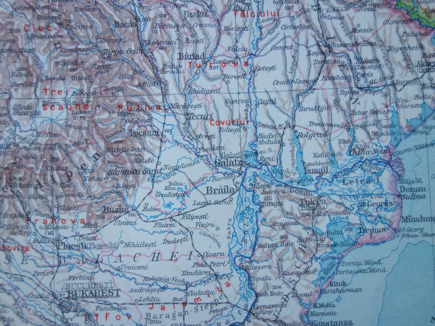 Oude landkaart van ROEMENIË uit 1928 originele Duitse vintage kaart Roemenie - antieke landkaarten