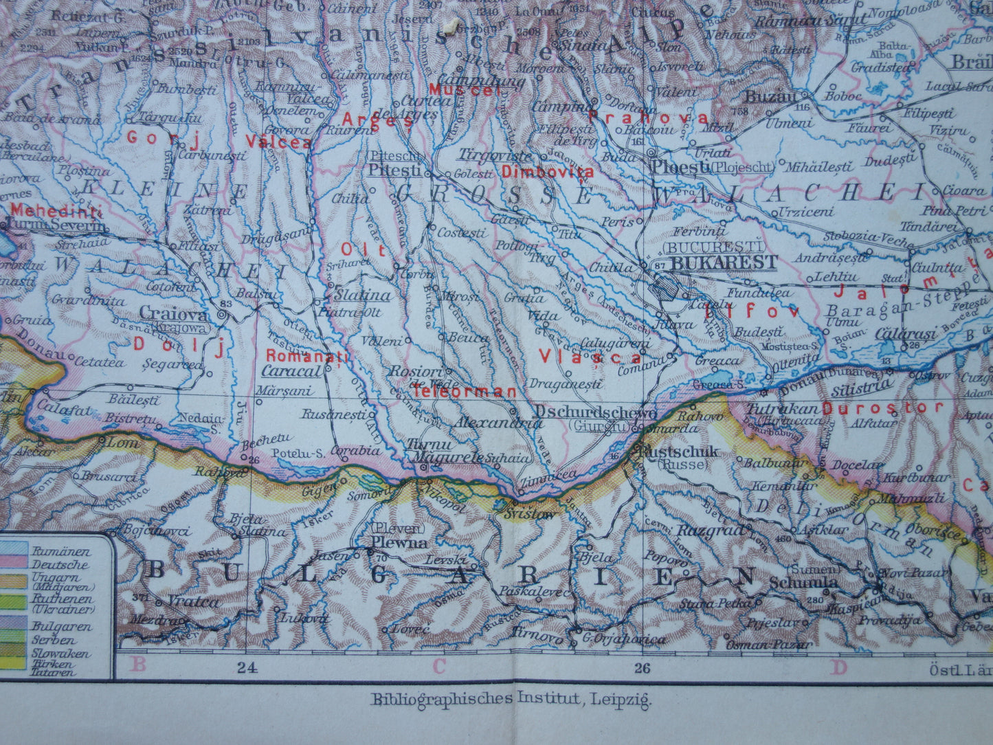 Oude landkaart van ROEMENIË uit 1928 originele Duitse vintage kaart Roemenie - antieke landkaarten