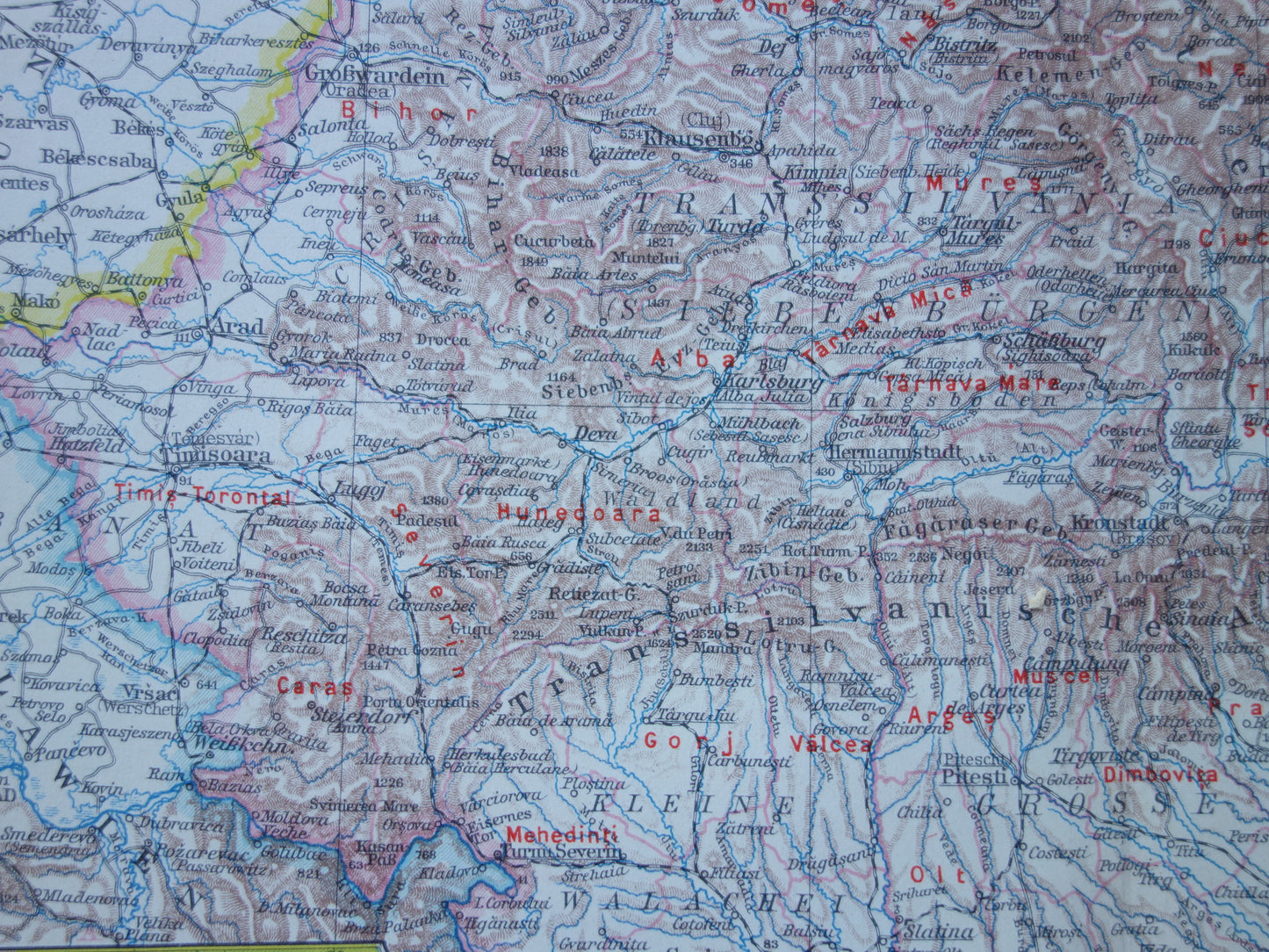 Oude landkaart van ROEMENIË uit 1928 originele Duitse vintage kaart Roemenie - antieke landkaarten