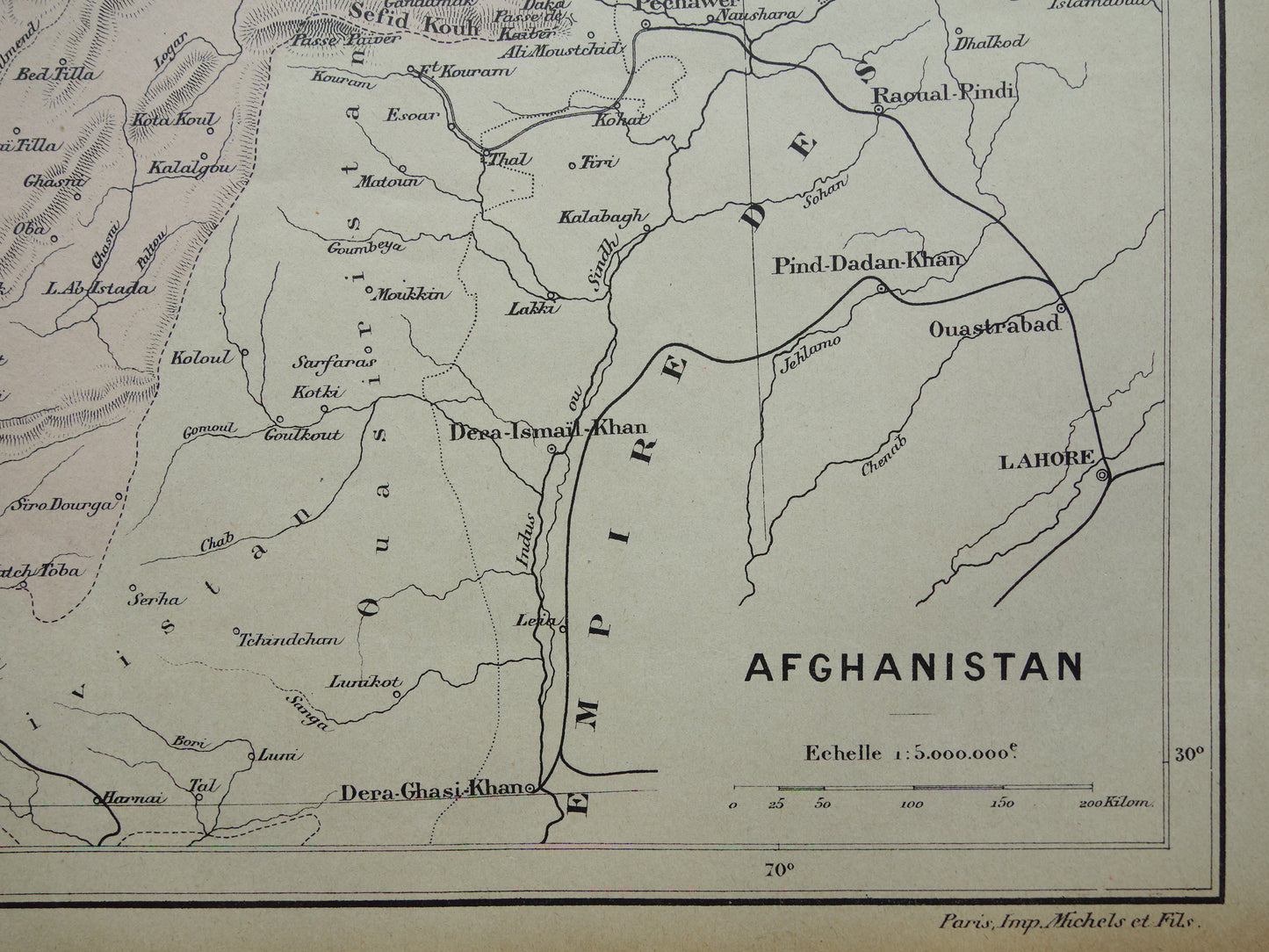 Afghanistan oude kaart uit 1896 originele antieke vintage landkaart Kaboel Kandahar