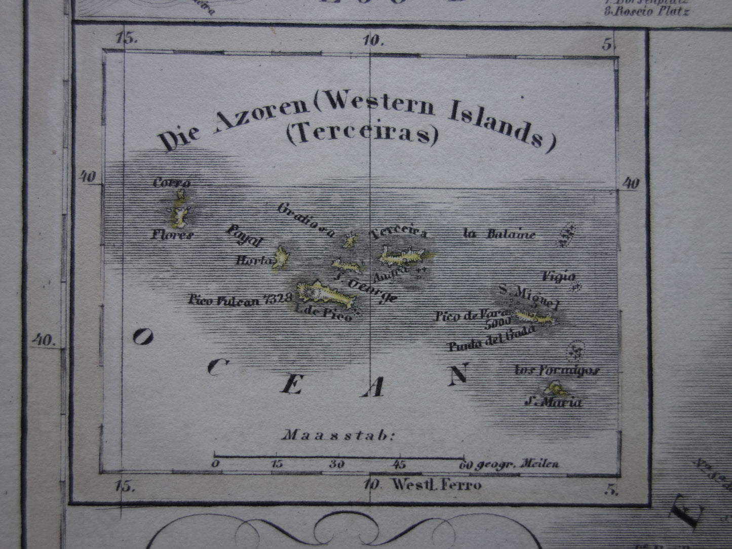kaartje van de Azoren in 1849