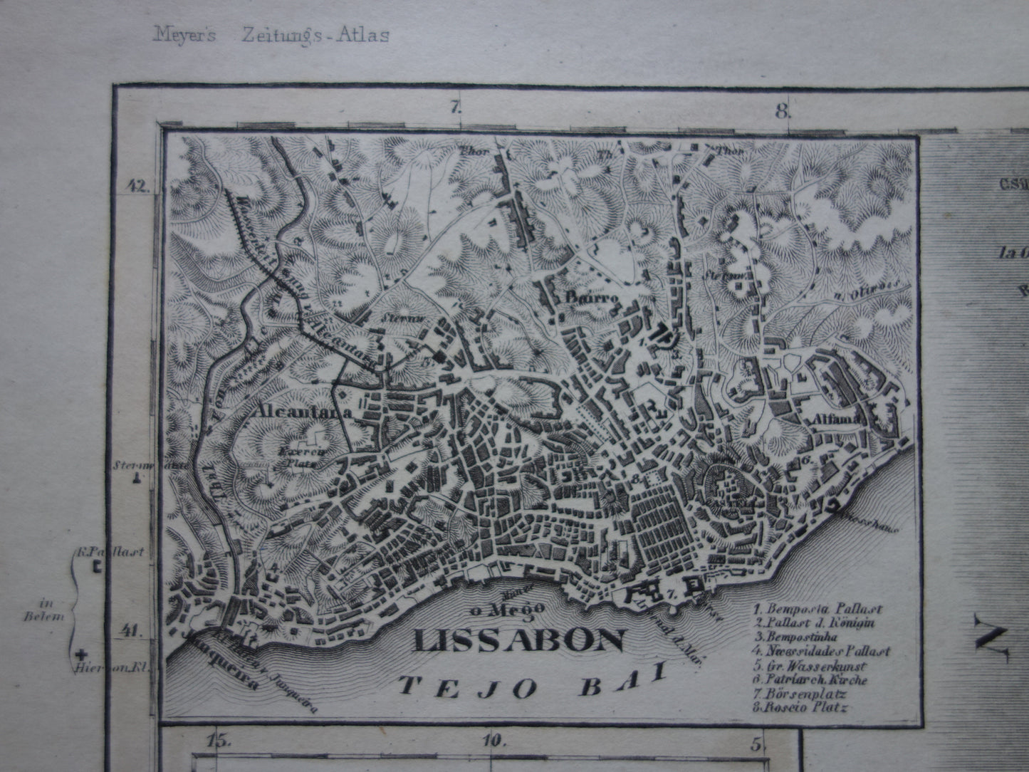 PORTUGAL Oude kaart van Portugal Azoren in 1849 originele antieke landkaart - vintage kaarten Lissabon Porto