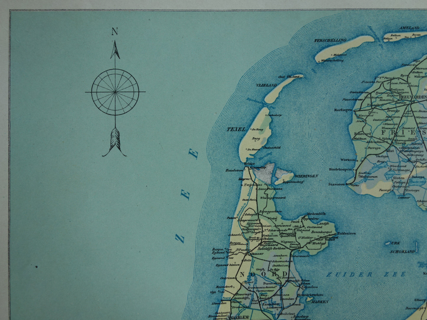 NEDERLAND oude kaart van grondsoorten 1928 vintage Nederlandse geologie landkaart grondsoortenkaart