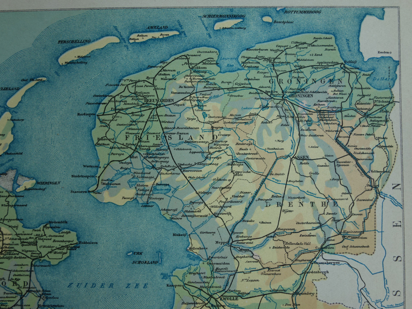 NEDERLAND oude kaart van grondsoorten 1928 vintage Nederlandse geologie landkaart grondsoortenkaart