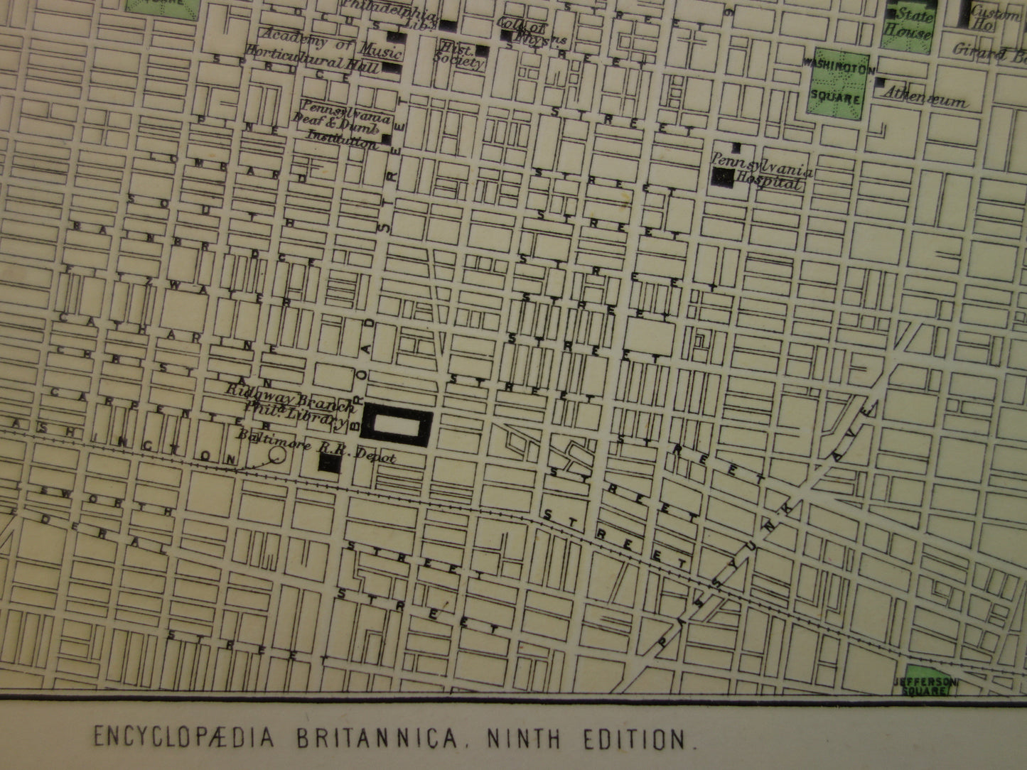 PHILADELPHIA oude plattegrond van centrum Philadelphia antieke kaart VS vintage kaarten