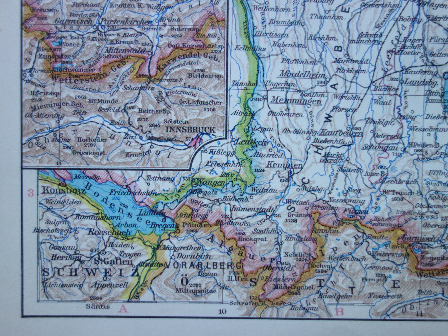 DUITSLAND oude landkaart van Beieren 1928 originele vintage Duitse kaart München Augsburg Nürnburg