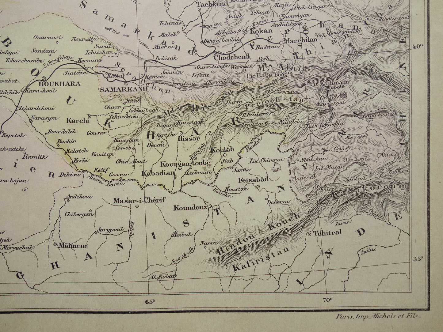 Alte Karte des Aralsees (Kasachstan, Usbekistan) aus dem Jahr 1896, originale französische antike Karte des Aralsees