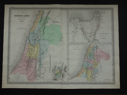 Antieke landkaart van Palestina in de oudheid Originele grote kaart Israël Libanon ten tijde van Jezus Christus vintage kaarten