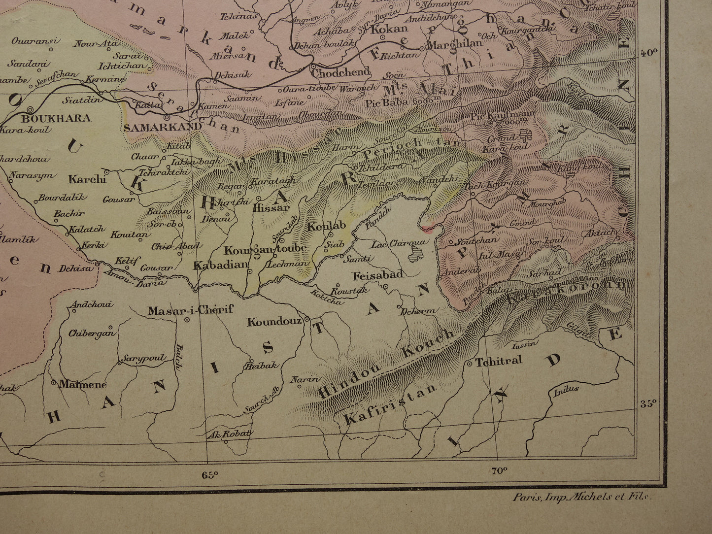 Oude kaart van Aralmeer Kazachstan Oezbekistan uit 1896 originele Franse antieke landkaart Aralmeer