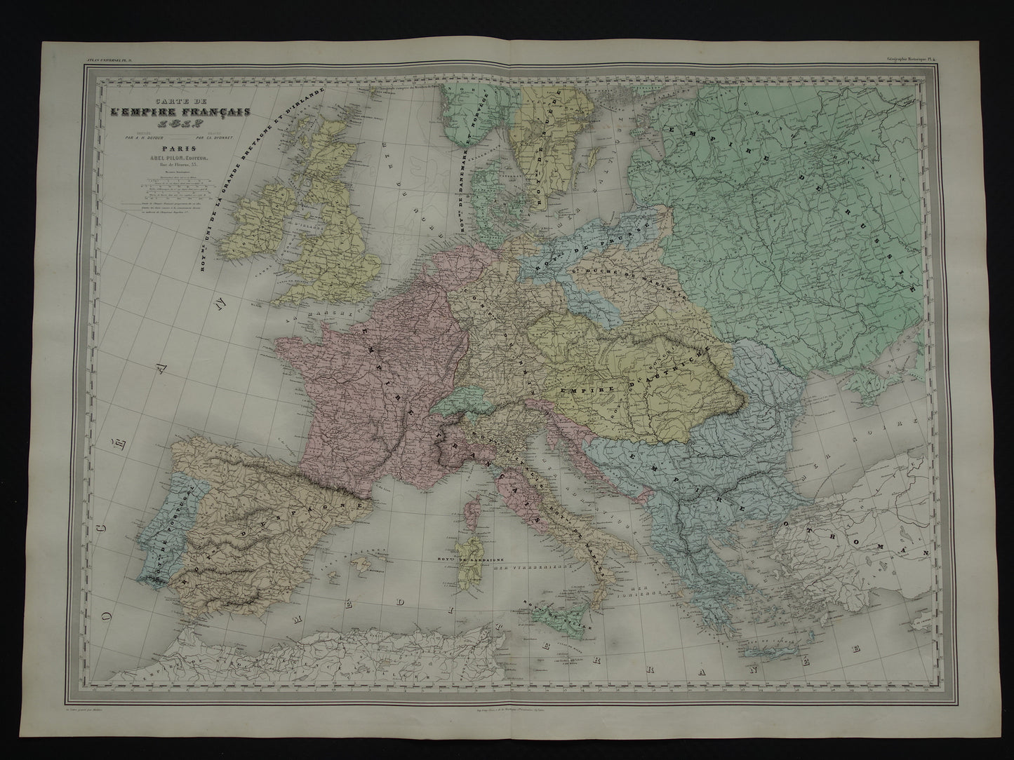 Kaart van Europa in het jaar 1812 zeer grote antieke landkaart Europees continent Napoleon Eerste Franse Keizerrijk vintage kaarten