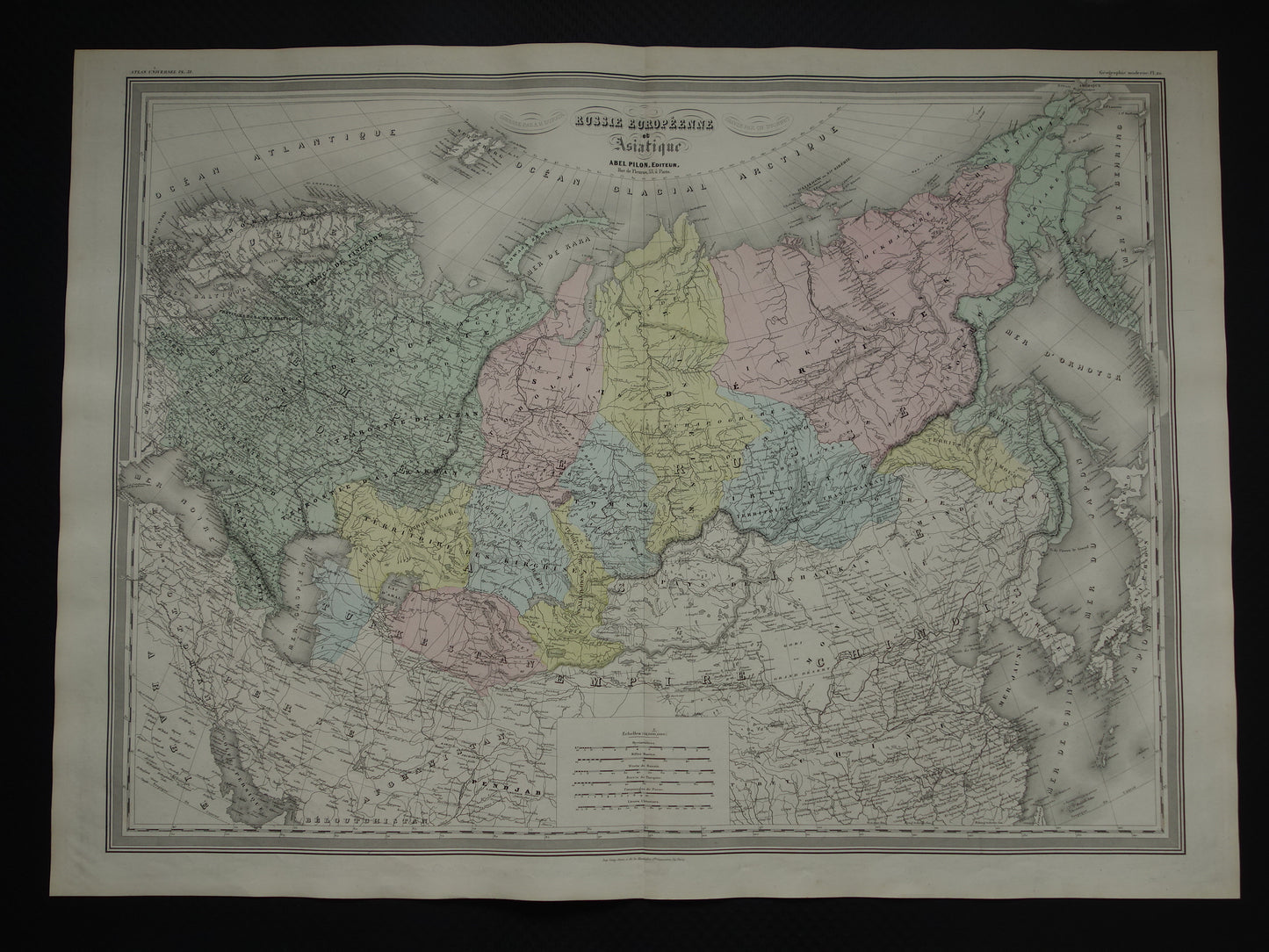 Oude landkaart van Rusland Zeer grote kaart Europees en Aziatisch deel Russische Rijk uit 1880 Originele vintage kaarten